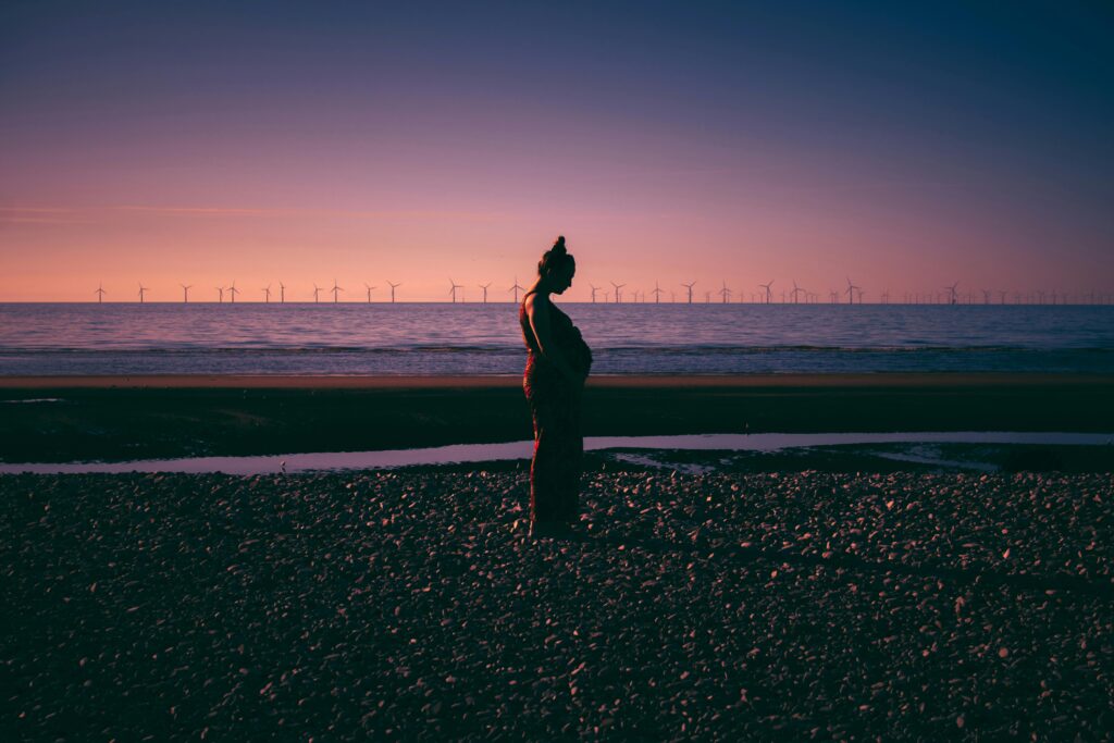 PCOS Pregnant woman on beach